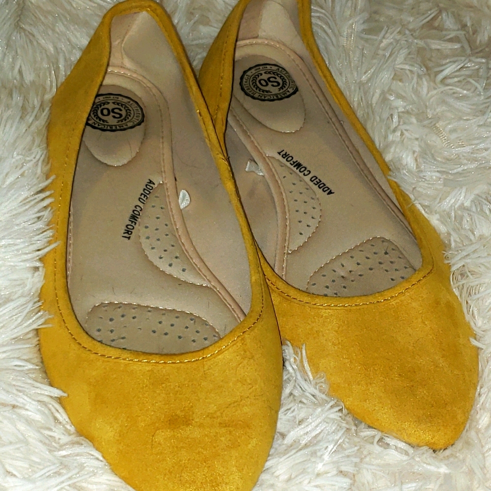 Suede yellow flats